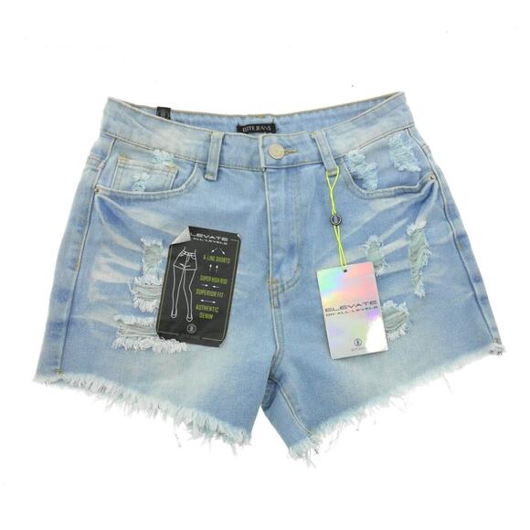 Elevate Pants - Elevate Blue Frayed Hem Jean Shorts - Women's Size 5/27 - Chic Summer Stylish
